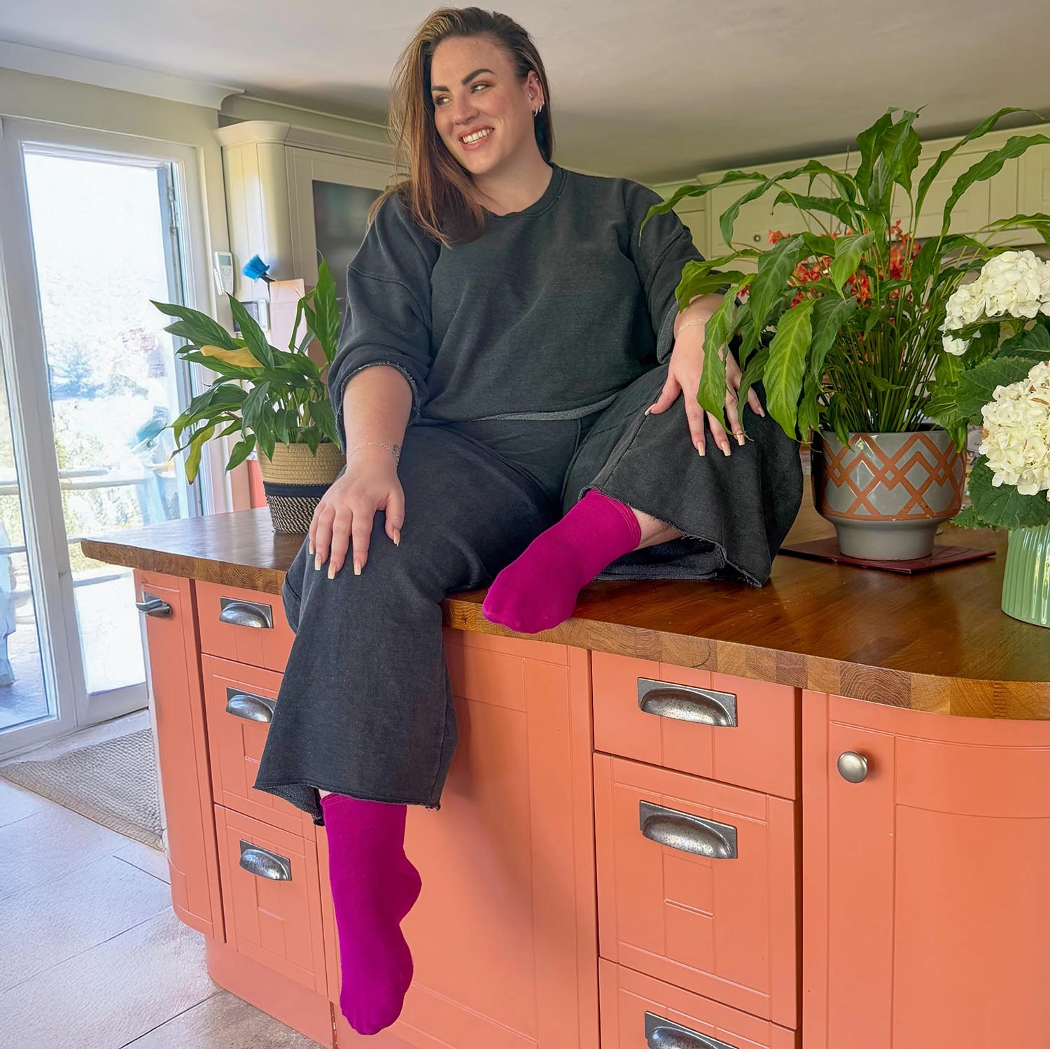 Bamboo Ankle Socks - Hibiscus