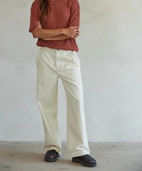Costa Blanca Denim Straight Leg Pants In Cream