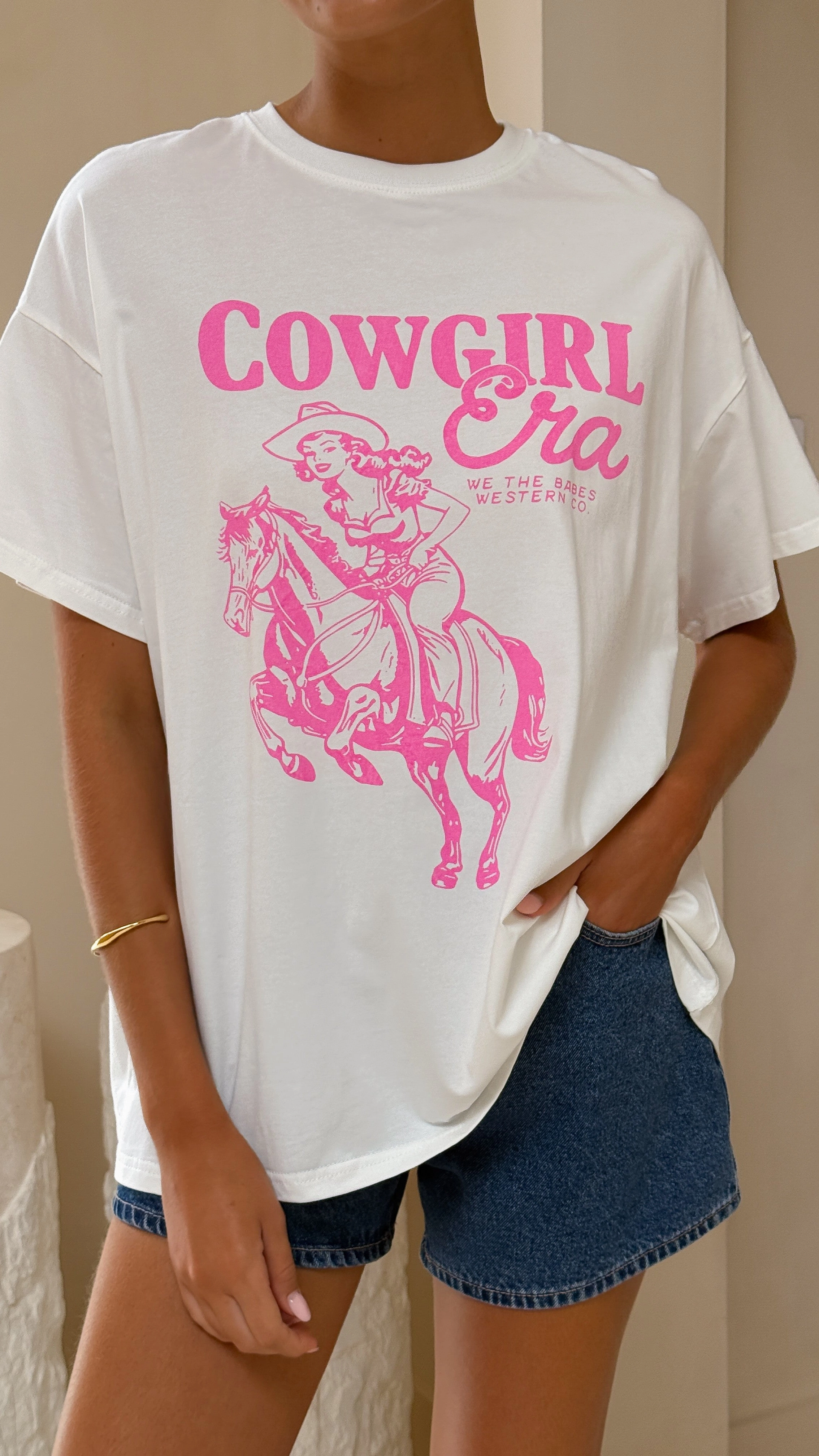 Cowgirl Era Top - White/Pink
