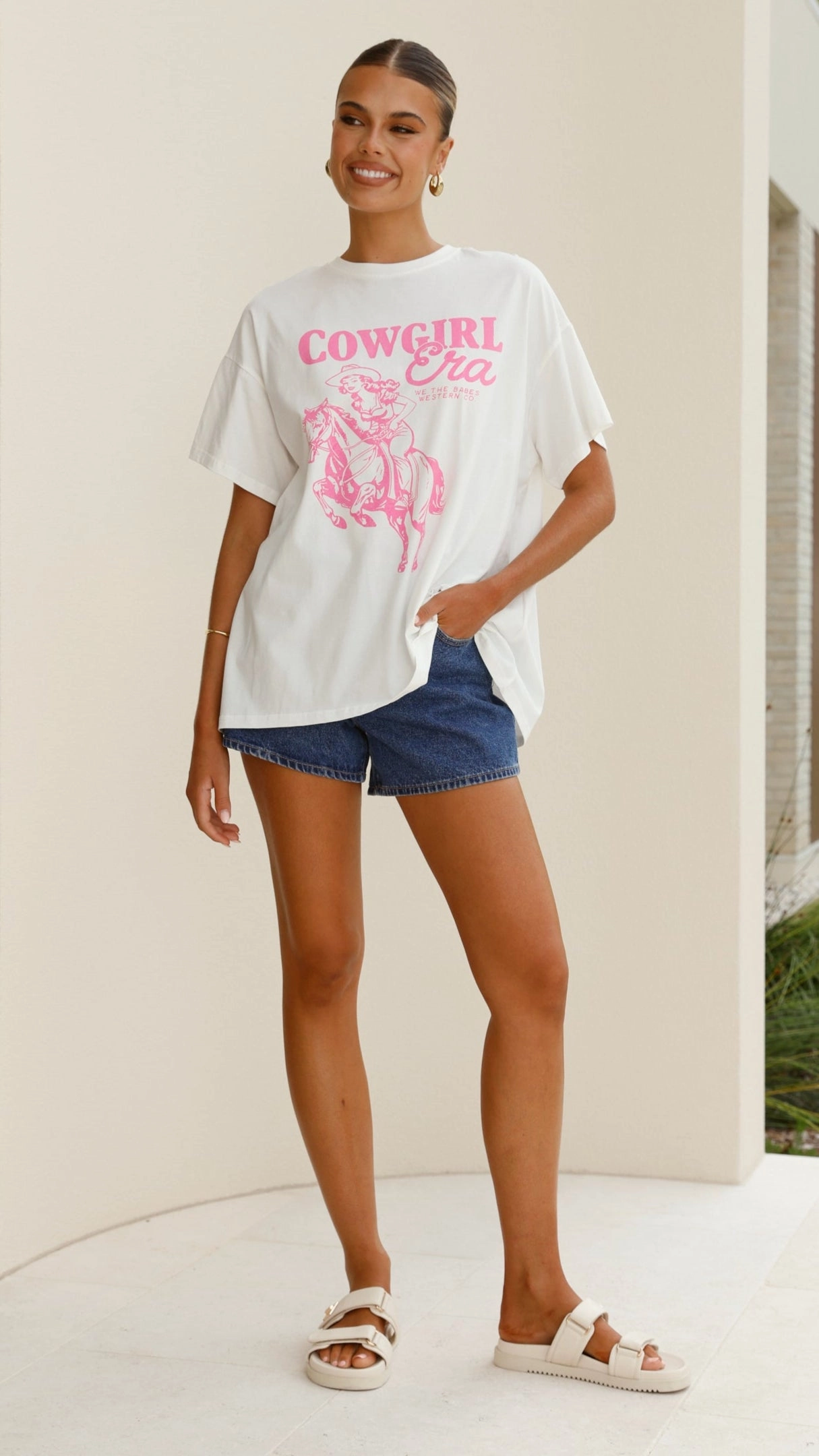 Cowgirl Era Top - White/Pink