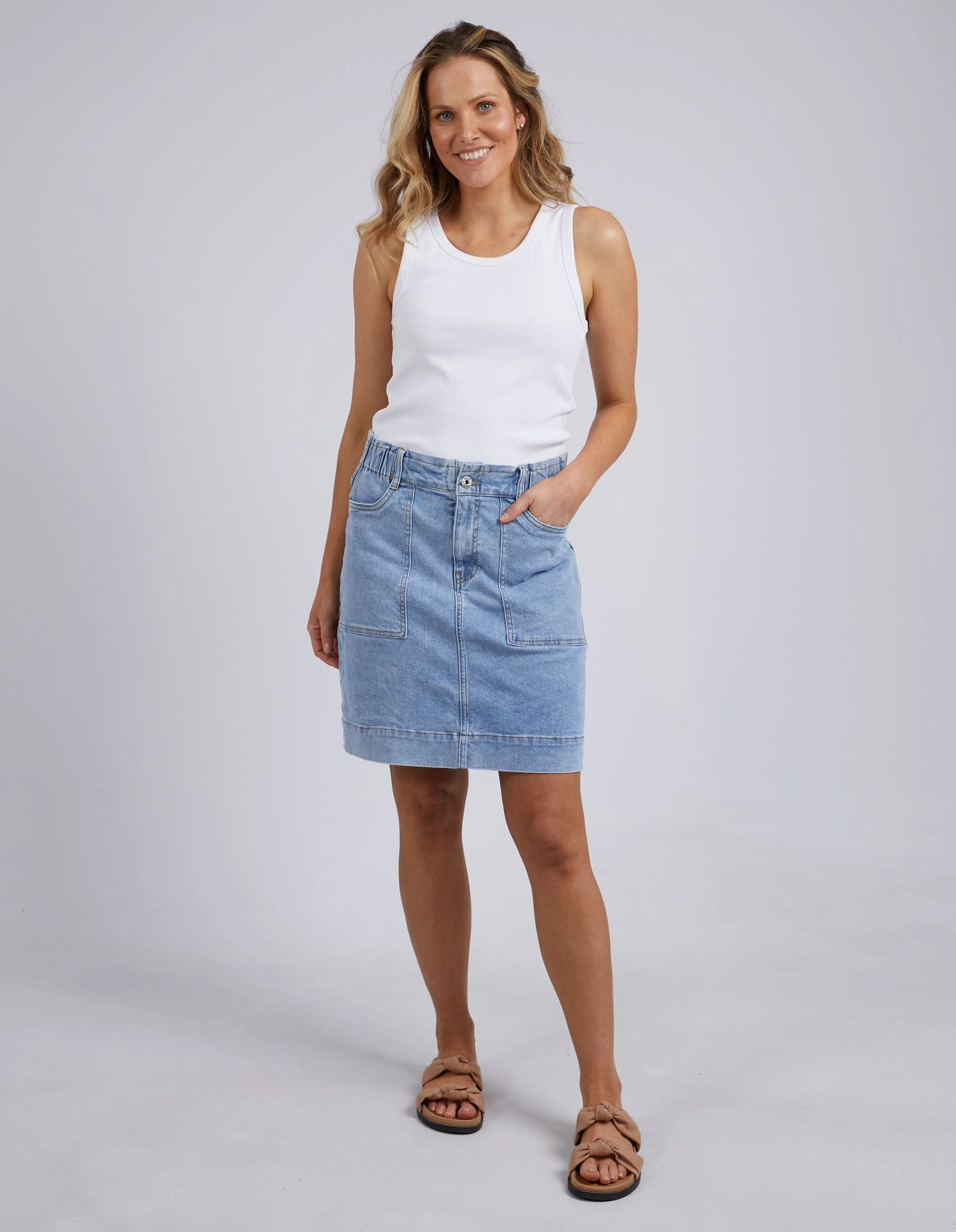 Elm Atlas Denim Skirt Blue