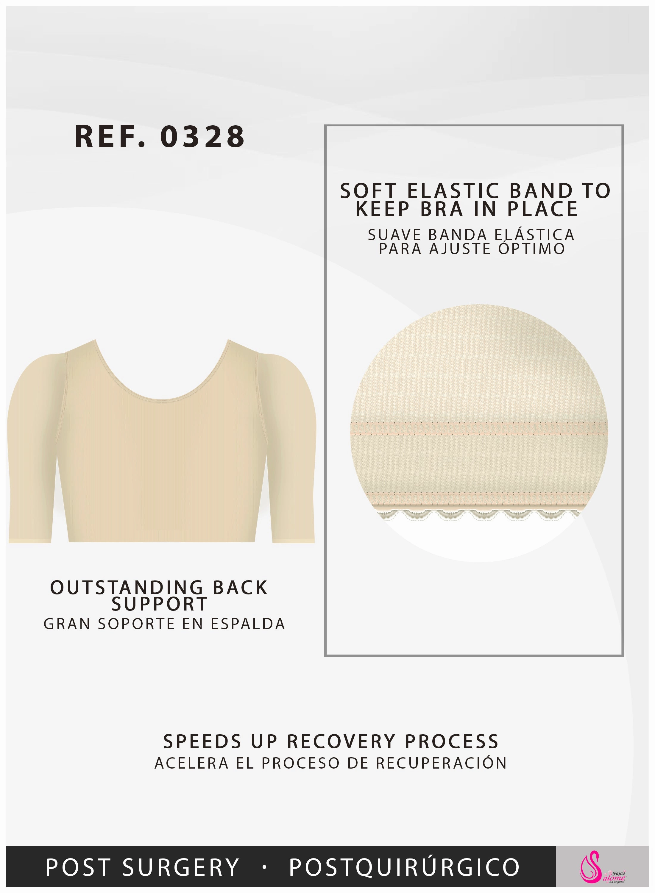 Fajas Salome 0328-3 |  Post Surgical Bra with Sleeves
