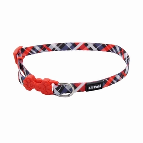 Li'l Pals® Adjustable Patterned Dog Collar, Red & Grey Plaid, Petite Small