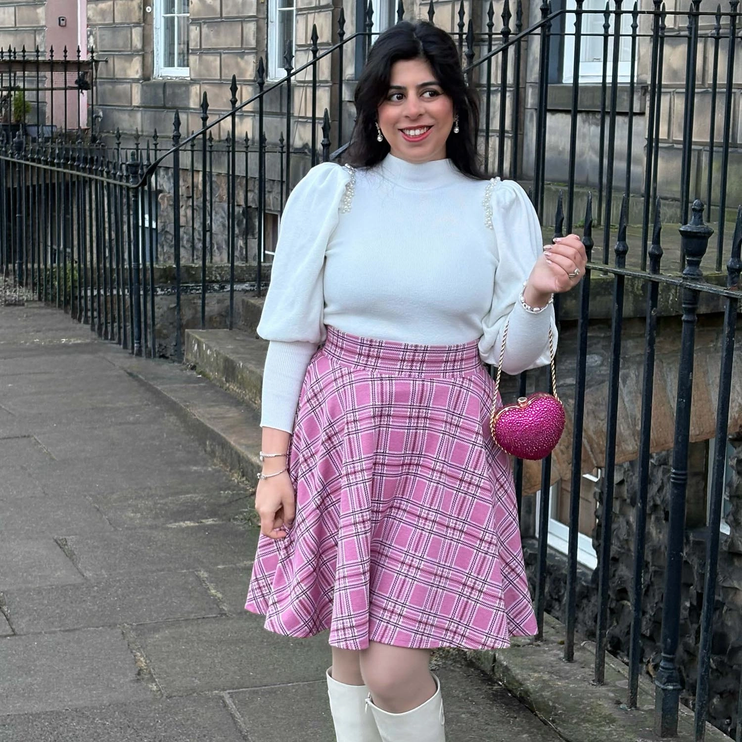 Plaid Flare Skirt - Highland Rose (V2)