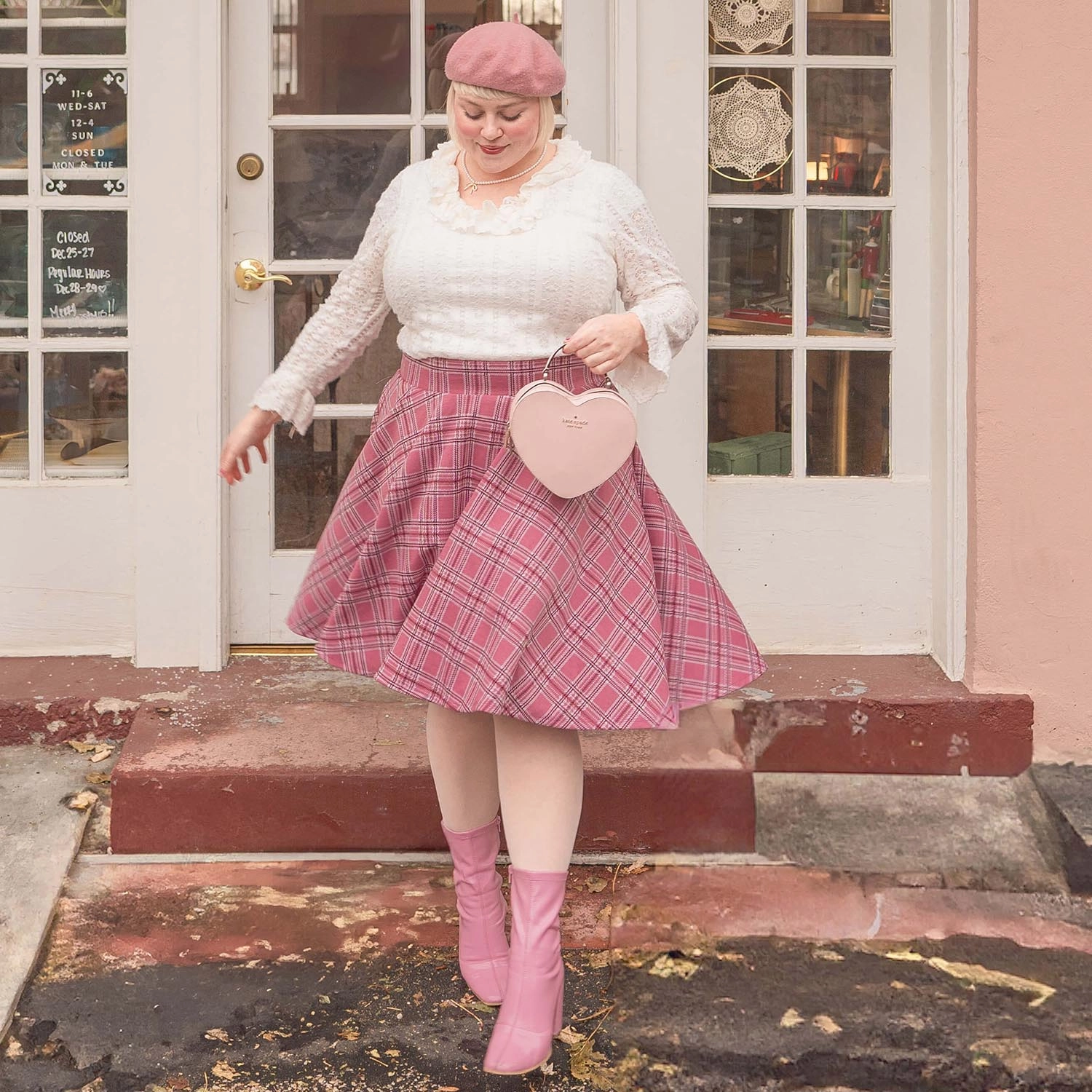 Plaid Flare Skirt - Highland Rose (V2)