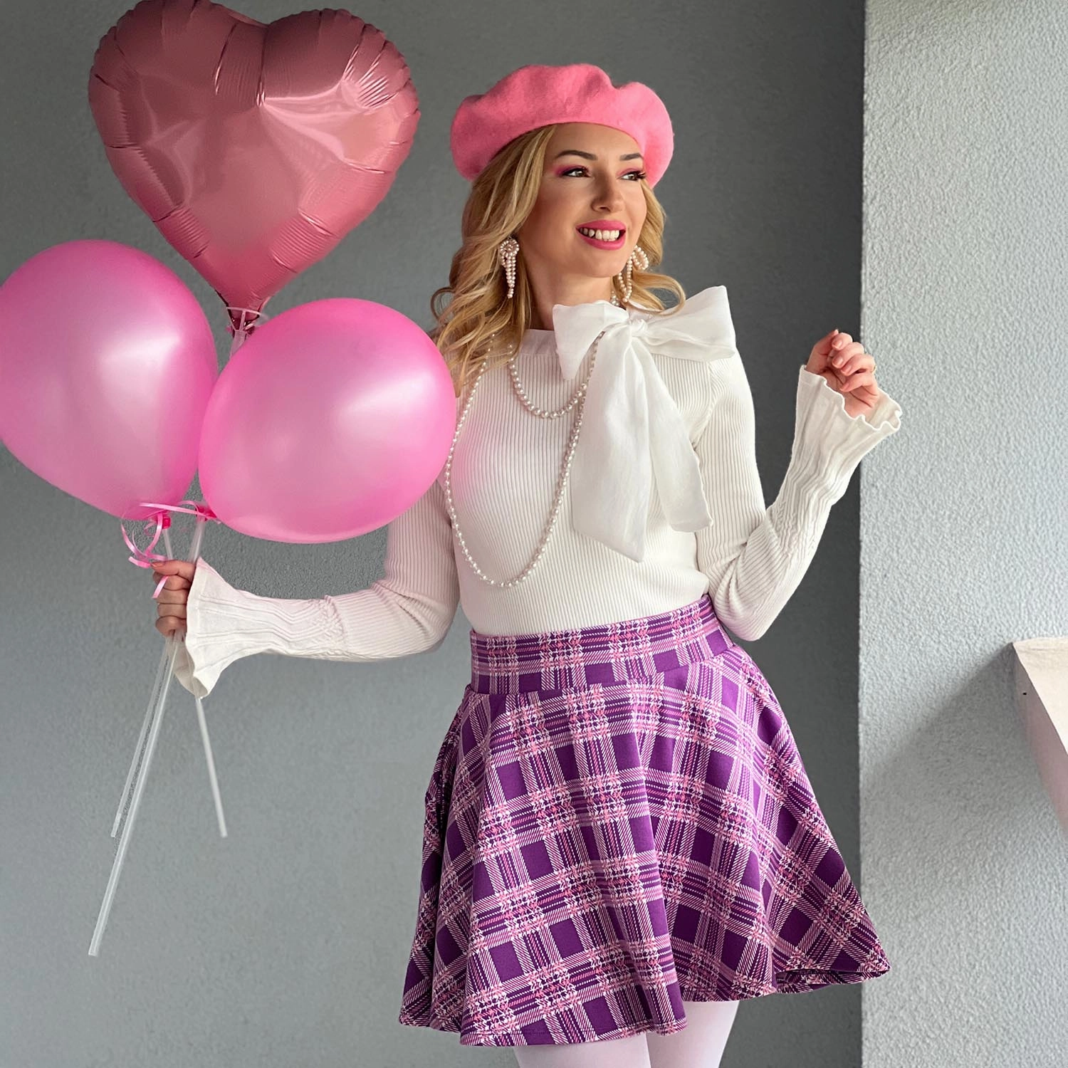 Plaid Mini-Flare Skirt - Thistle (V2)