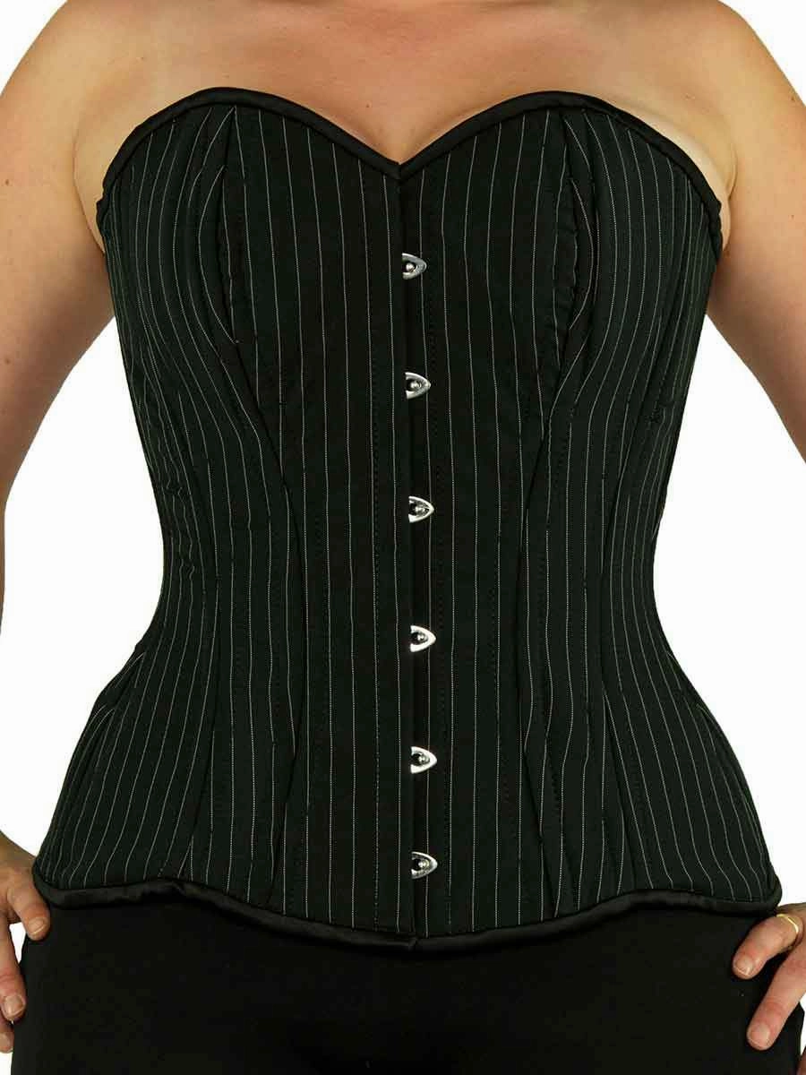 Plus Size Pinstripe Hourglass Curve Longline Overbust Corset : CS-511