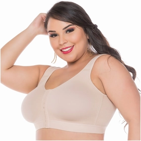 Post Surgical Compression Bra with Front hook-and-eye closure, Underbust band & Seamless cups Salome 0312