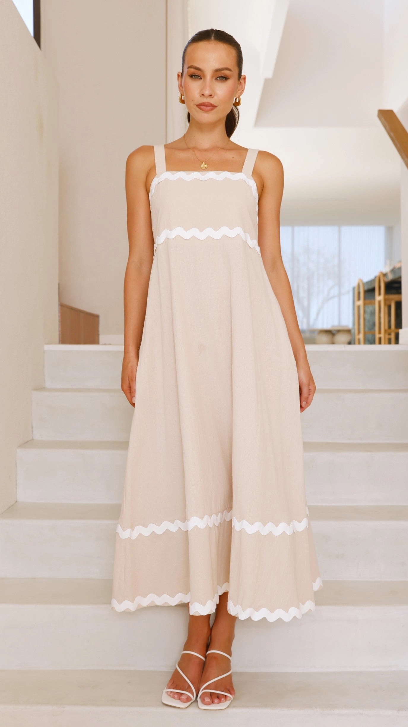 Raelynn Maxi Dress - Beige/White