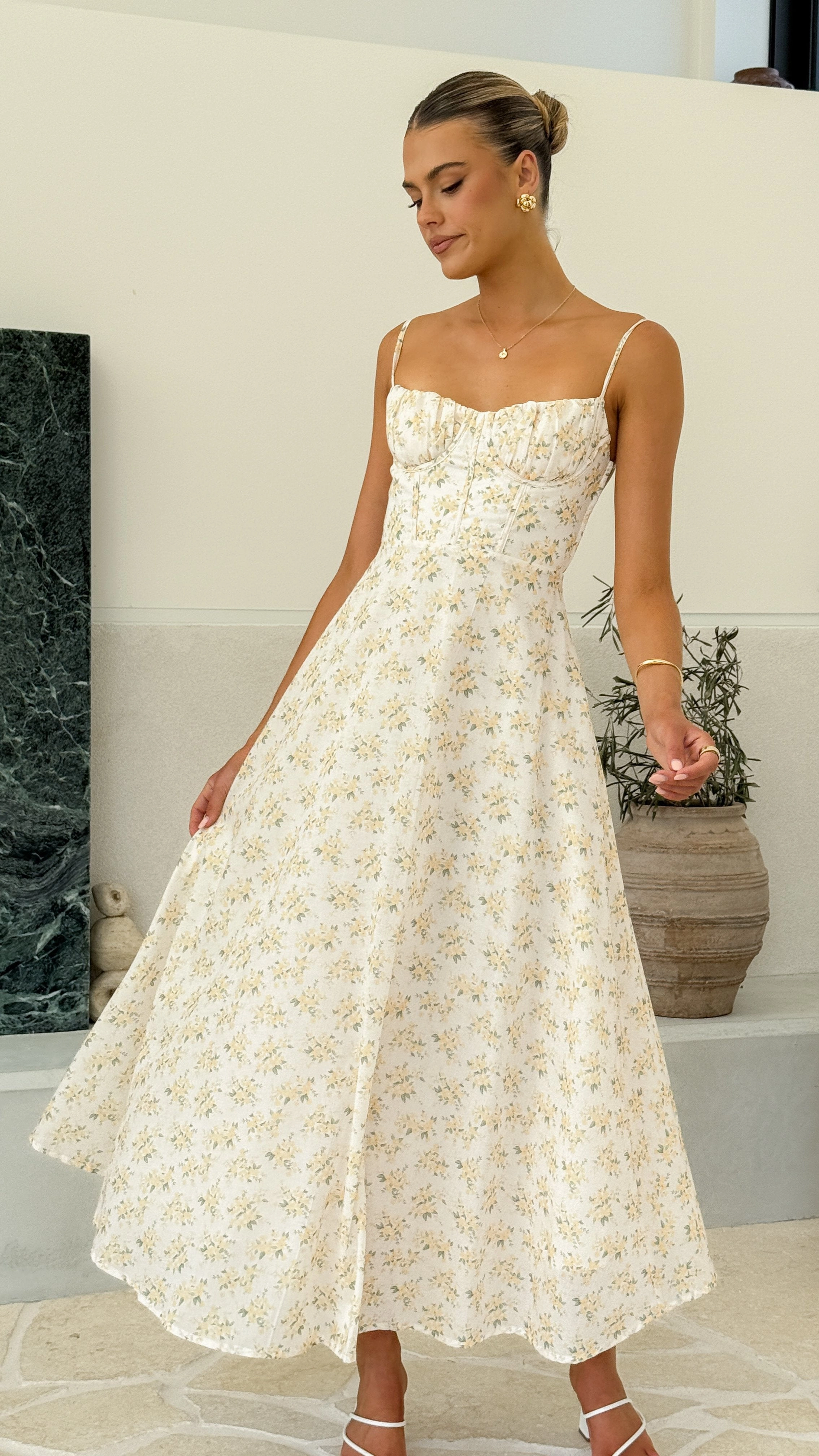 Rahima Maxi Dress - Yellow Floral