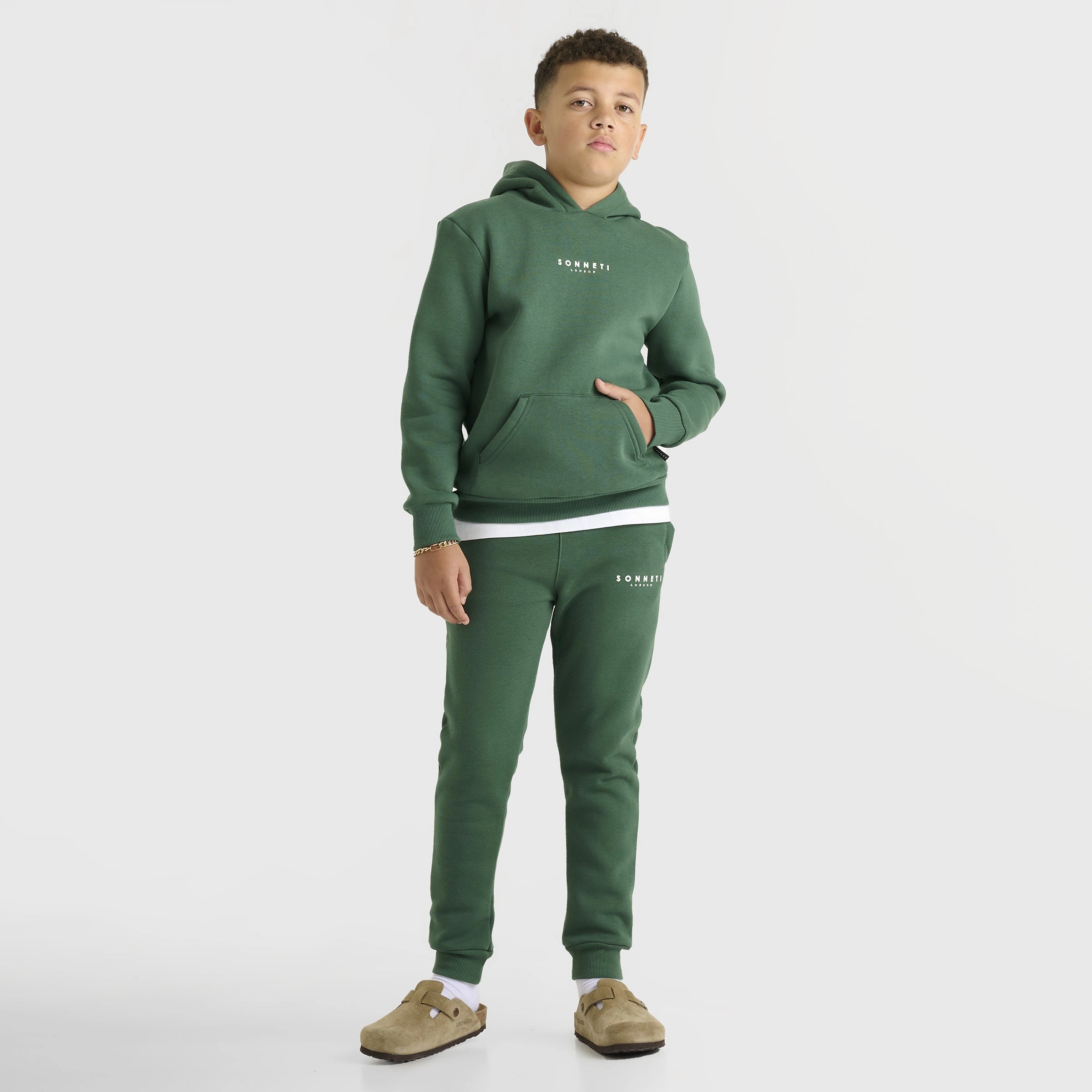 Sonneti Juniors' London Fleece Pullover Hoodie / Dark Green