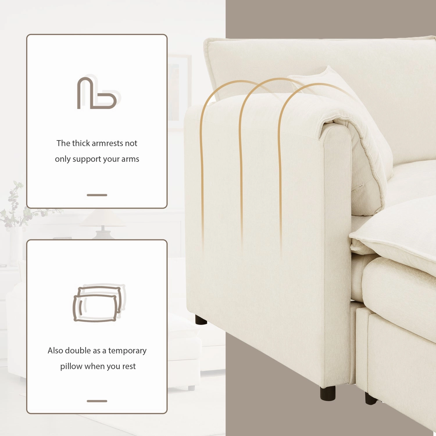 Streamdale Chenille Modular Sectional Sofa with Ottoman
