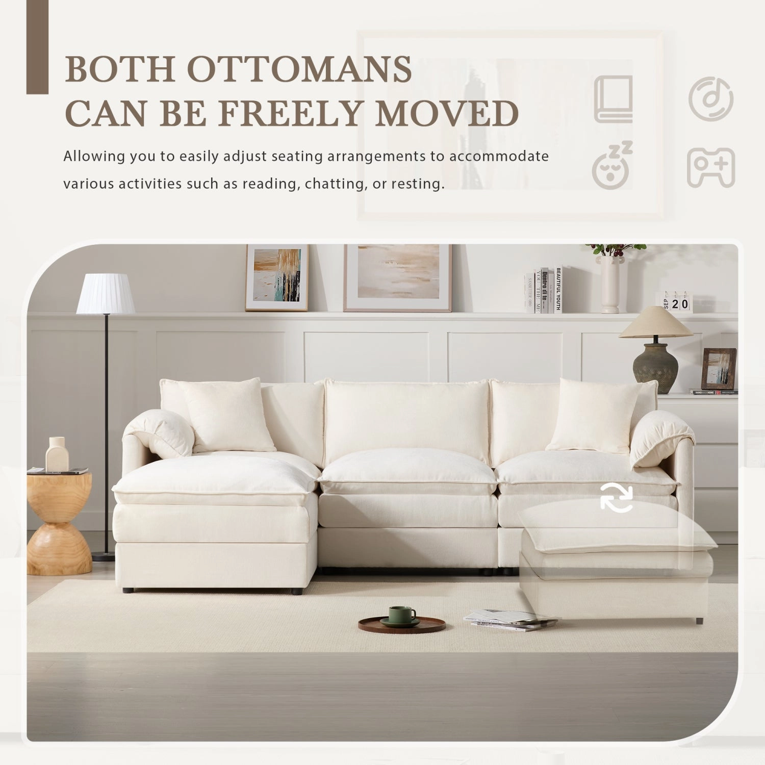 Streamdale Chenille Modular Sectional Sofa with Ottoman