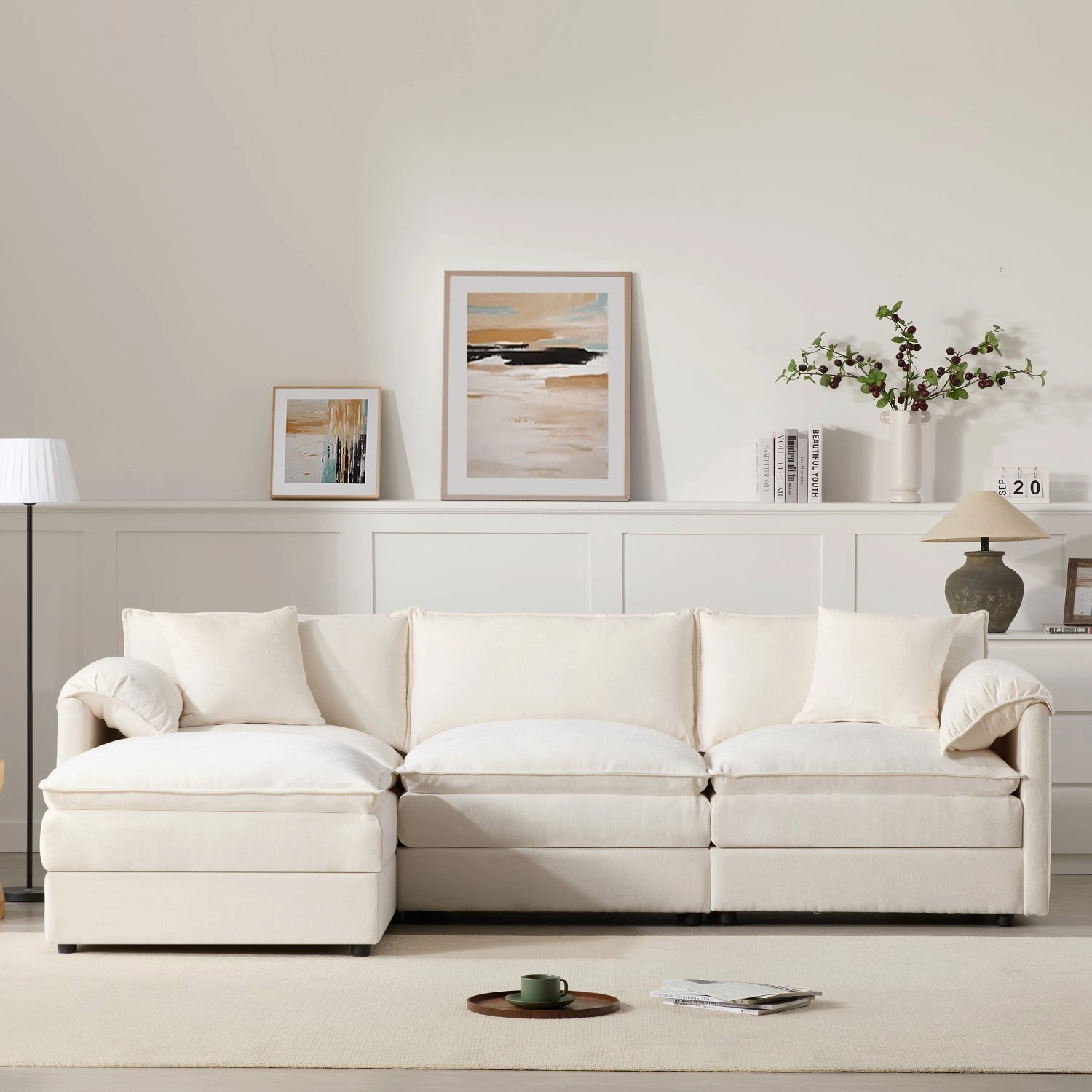 Streamdale Chenille Modular Sectional Sofa with Ottoman