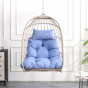 Streamdale Outdoor garden rattan egg swing chair hanging chair PE hanging chair blue