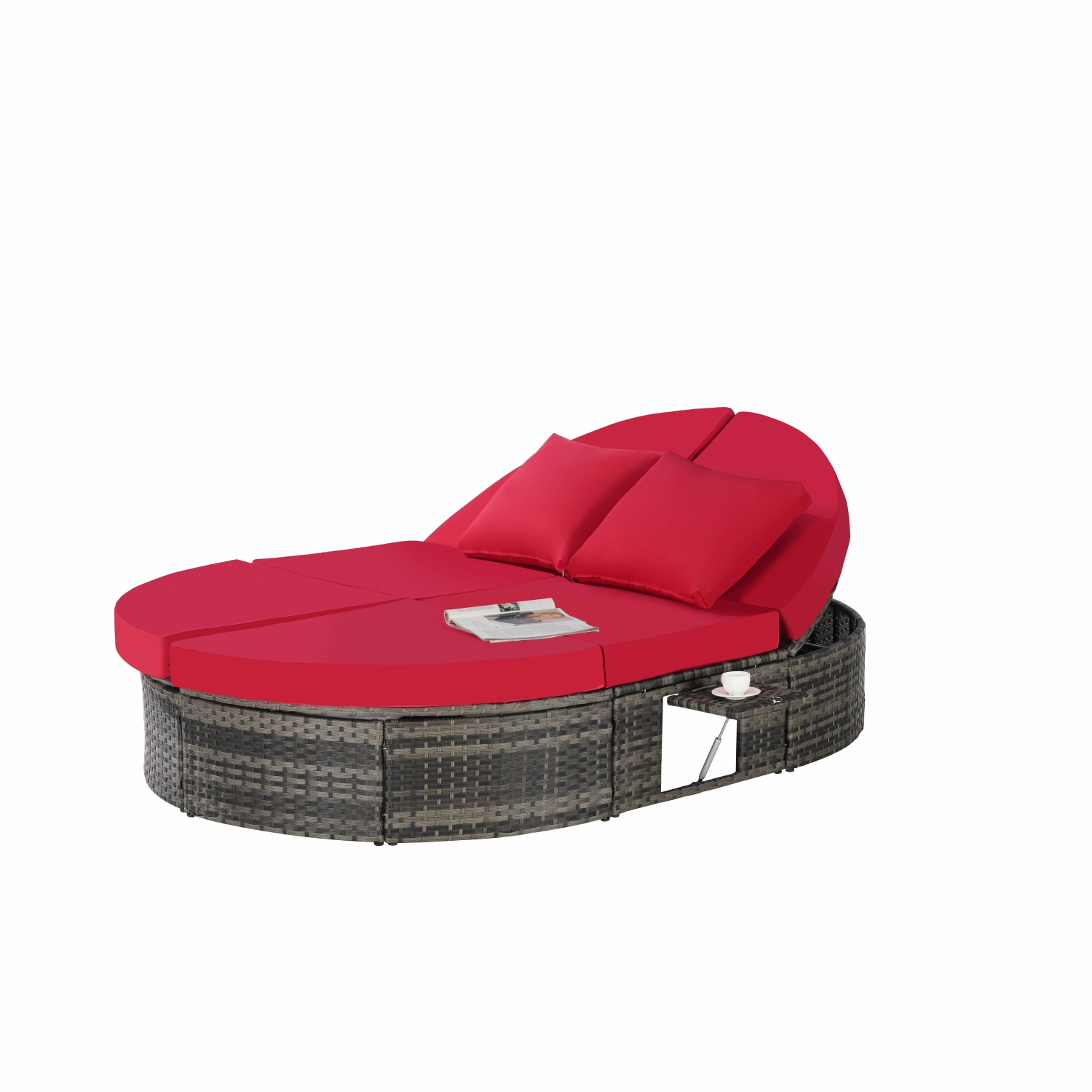 Streamdale Outdoor Round Daybed with Adjustable Back & Tray
