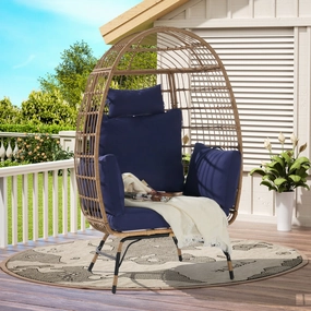 Streamdale Oversized Wicker Egg Chair w/ Cushion & Pillow