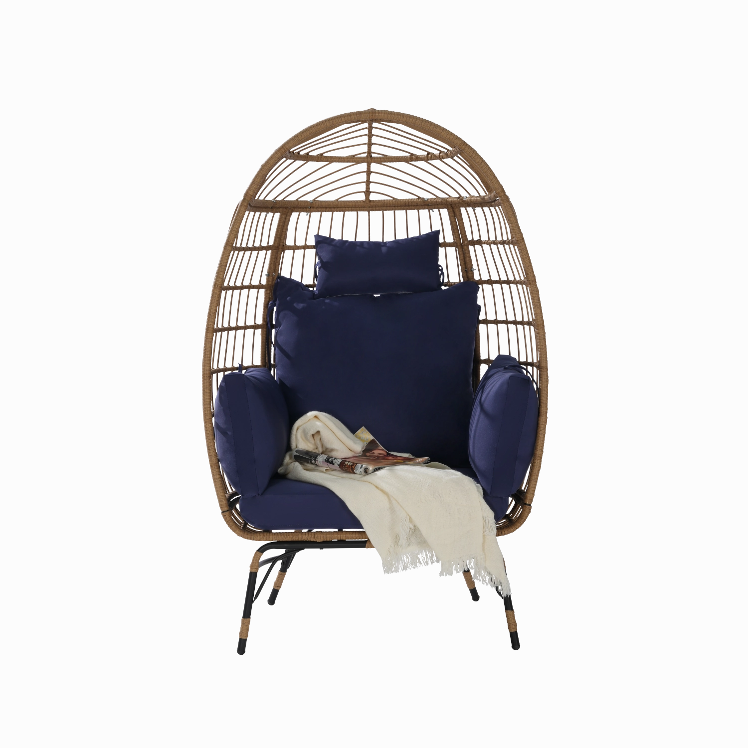Streamdale Oversized Wicker Egg Chair w/ Cushion & Pillow