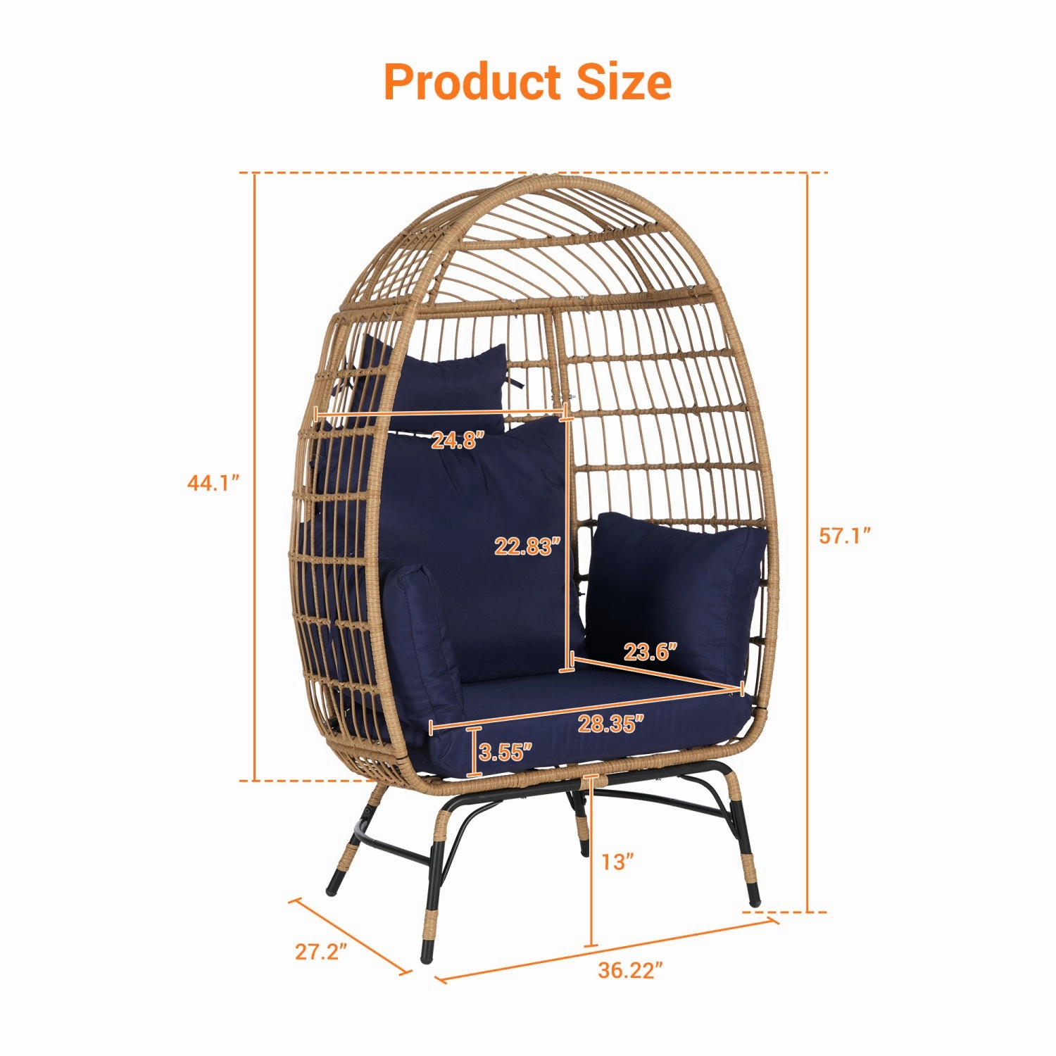 Streamdale Oversized Wicker Egg Chair w/ Cushion & Pillow