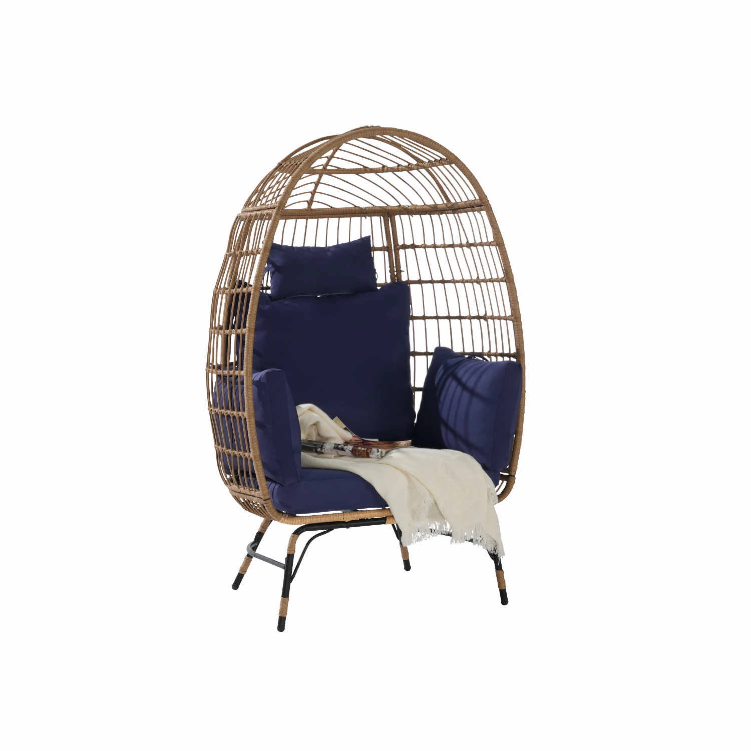 Streamdale Oversized Wicker Egg Chair w/ Cushion & Pillow