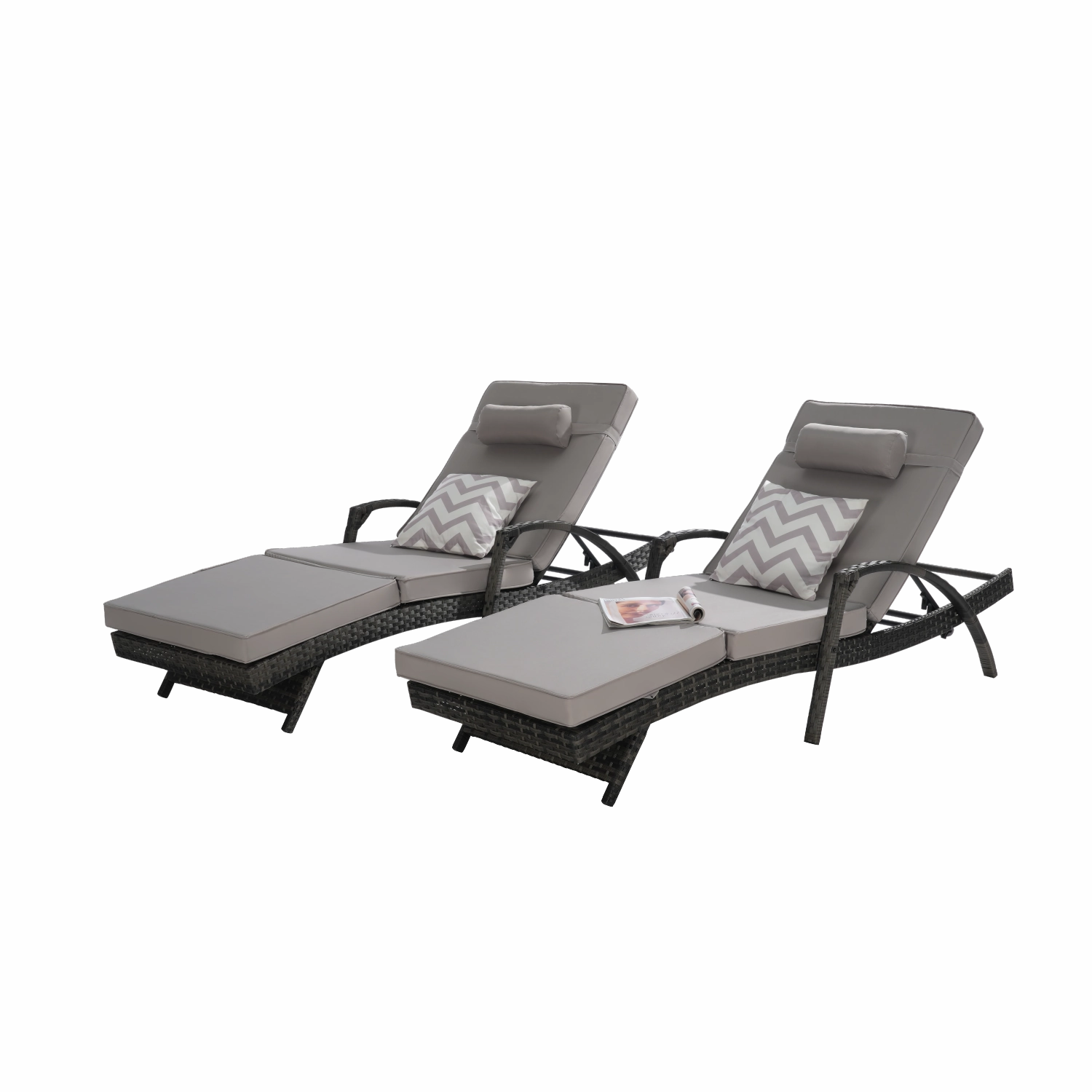 Streamdale Wicker Reclining Lounge Chairs Set - Outdoor Patio