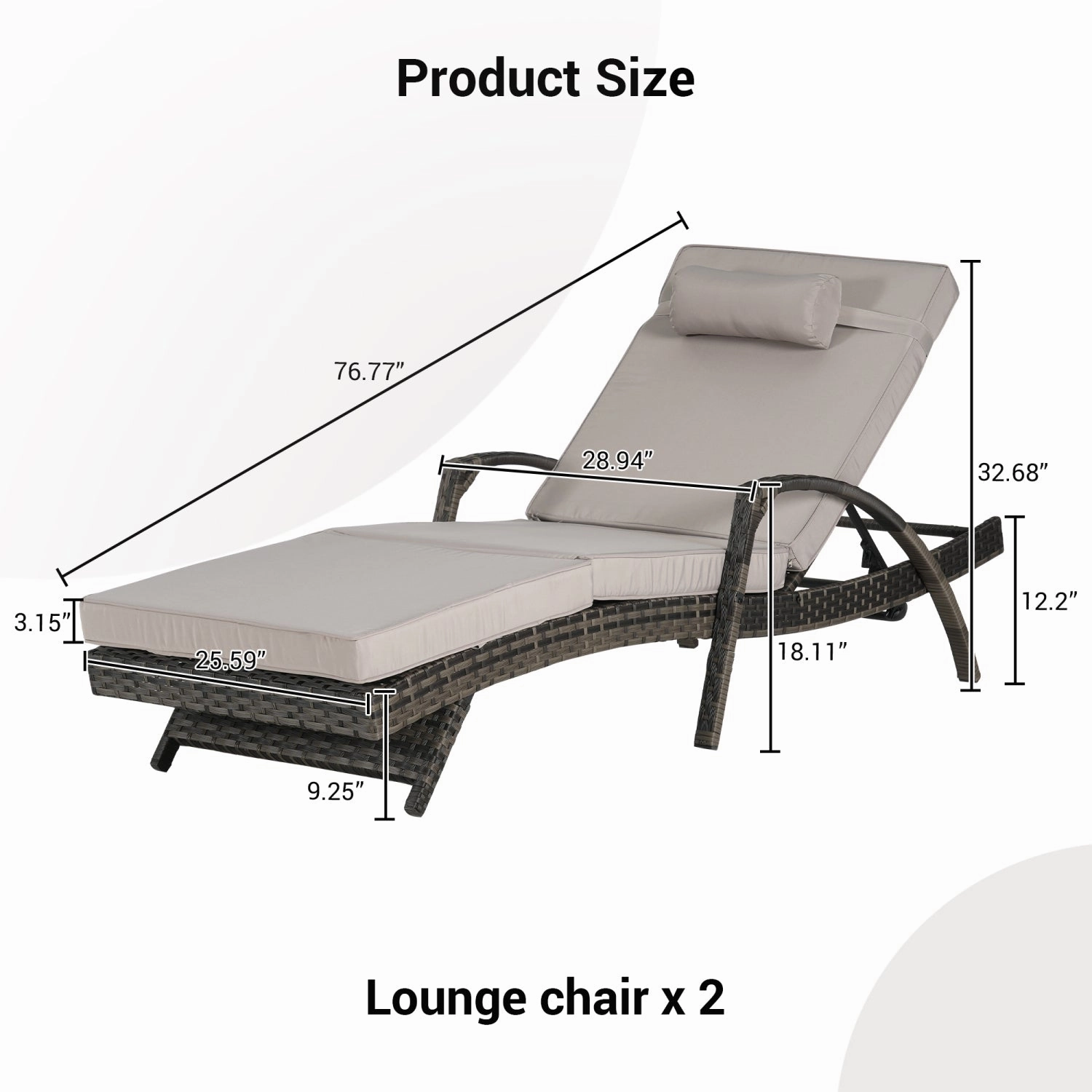 Streamdale Wicker Reclining Lounge Chairs Set - Outdoor Patio