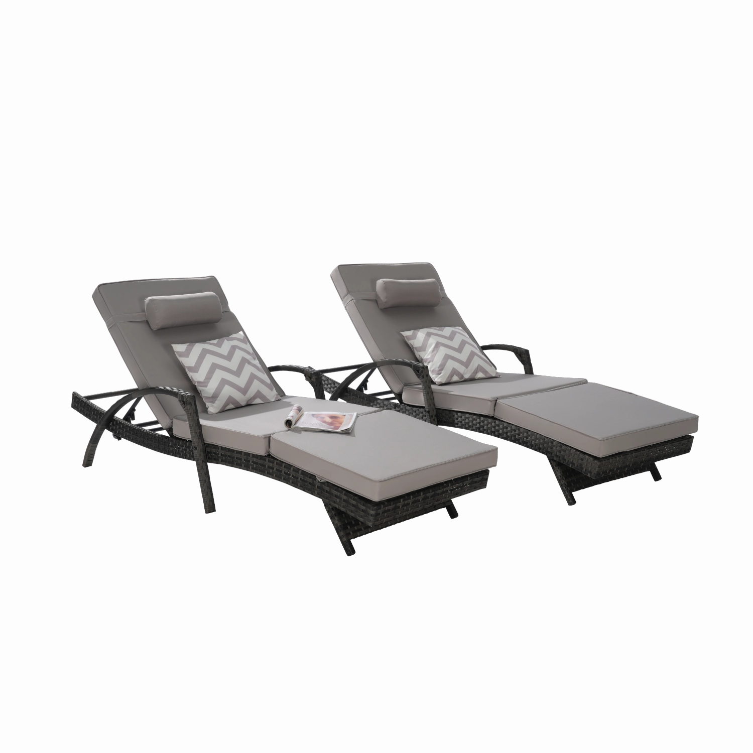 Streamdale Wicker Reclining Lounge Chairs Set - Outdoor Patio