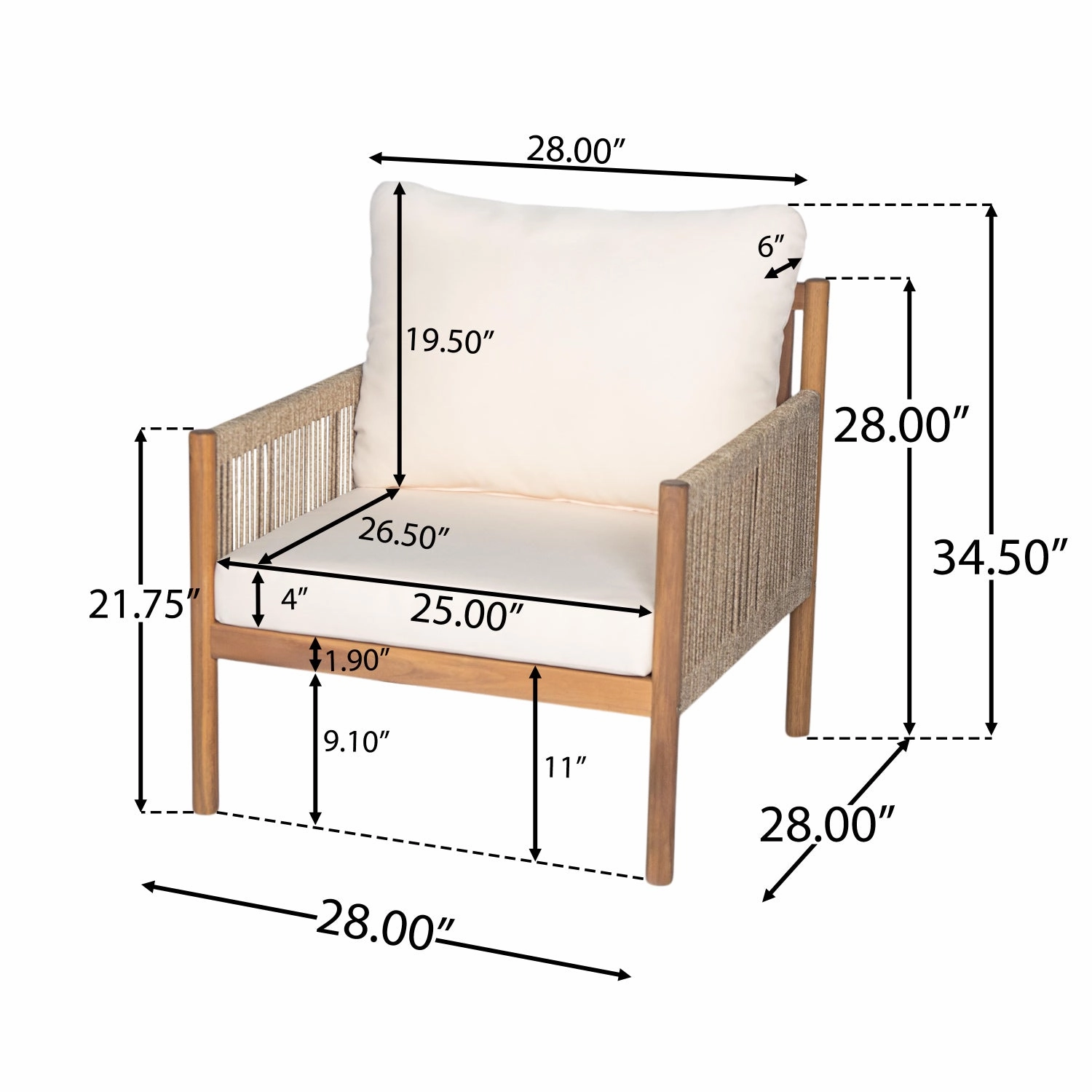 Streamdale Woven Outdoor Lounge Chairs - Wood Frame & Cushions (Set of 2)