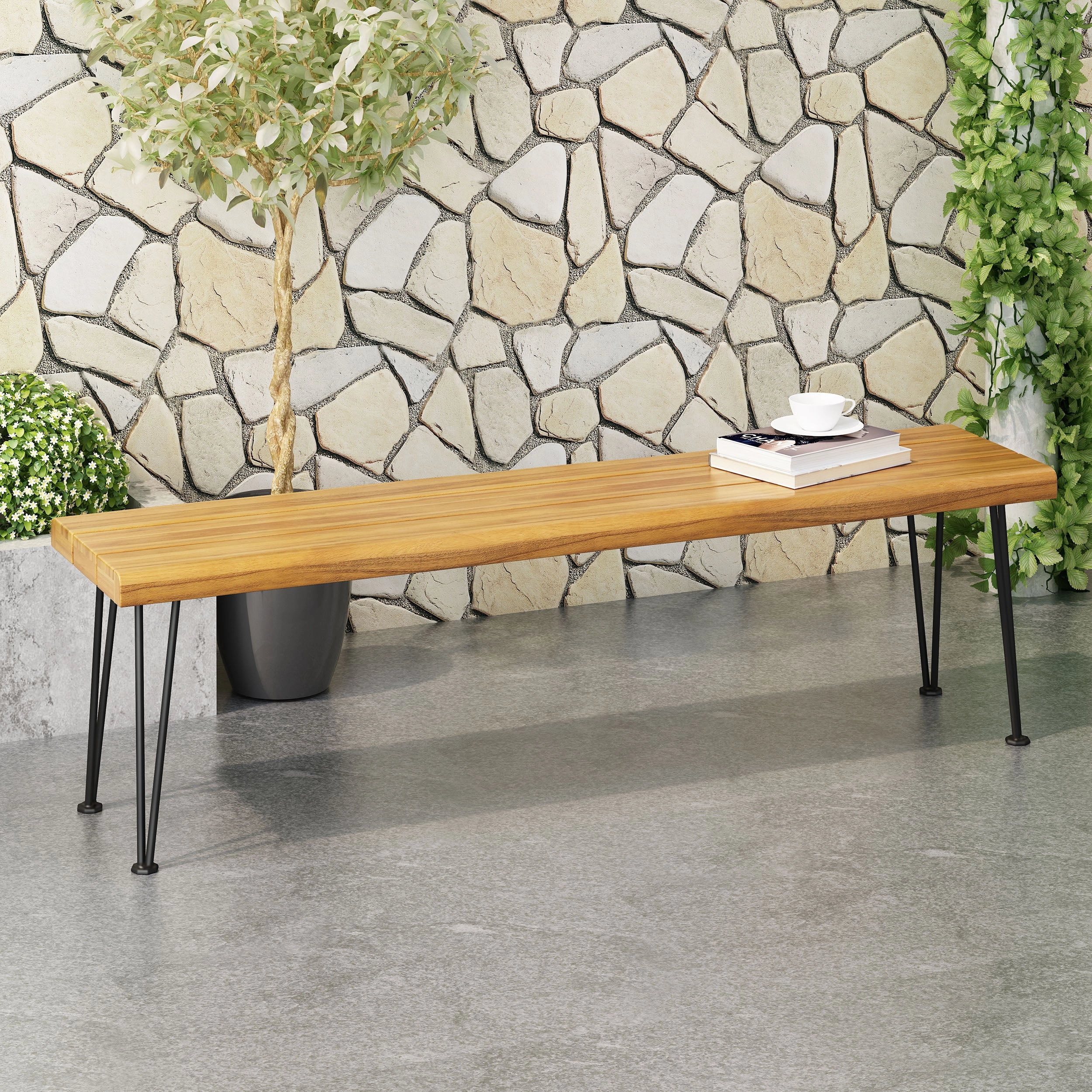 Streamdale ZION INDUSTRIAL WOOD AND METAL RECTANGULAR BENCH