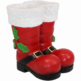 Sunnydaze Polyresin Santa Claus Boots Christmas Holiday Decoration - 13" - Red