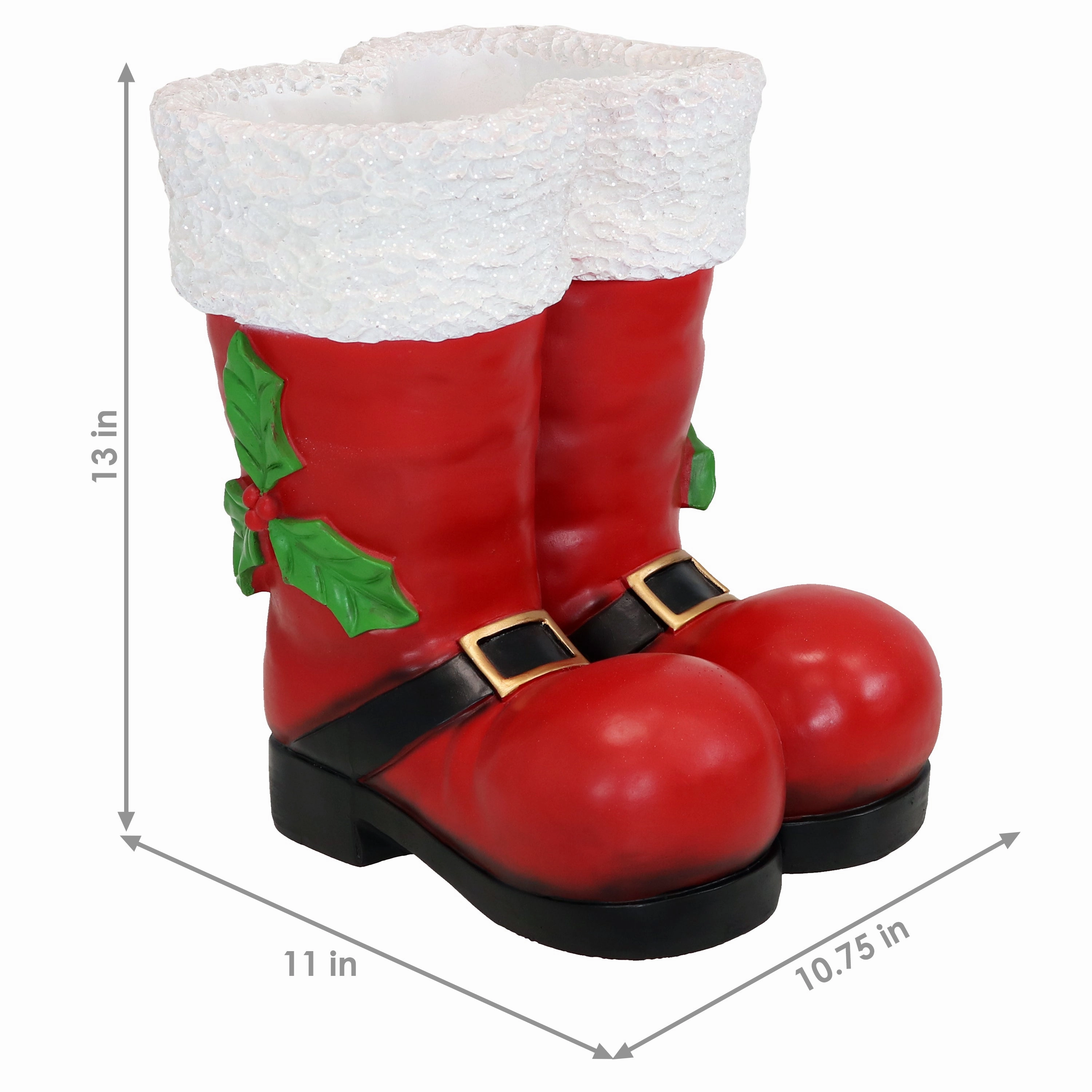 Sunnydaze Polyresin Santa Claus Boots Christmas Holiday Decoration - 13" - Red