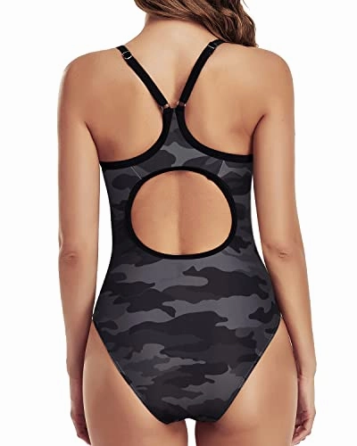 Supportive Padded Bra Athletic One Piece Swimsuits For Women-Camouflage