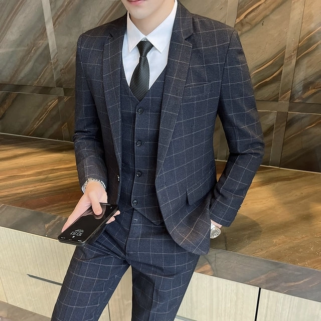 West Louis™ Designer Tailor Business Elegant 3 Piece Suit