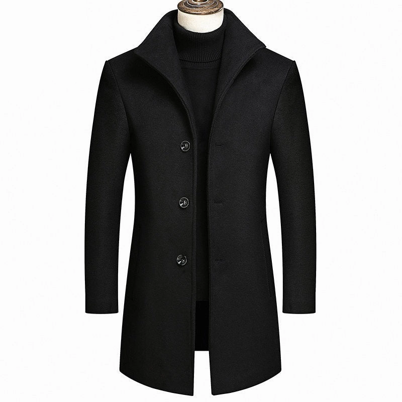 West Louis™ Winter Wool & Blends Stand Collar Long Trench Coat
