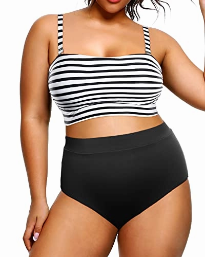 Women's High Neck Swimsuit Tummy Control Two Piece Bathing Suit