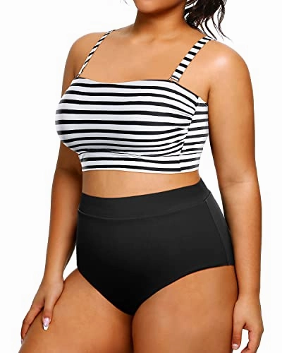 Women's High Neck Swimsuit Tummy Control Two Piece Bathing Suit
