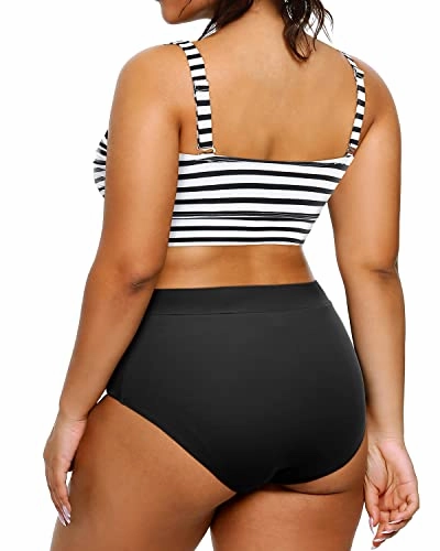 Women's High Neck Swimsuit Tummy Control Two Piece Bathing Suit